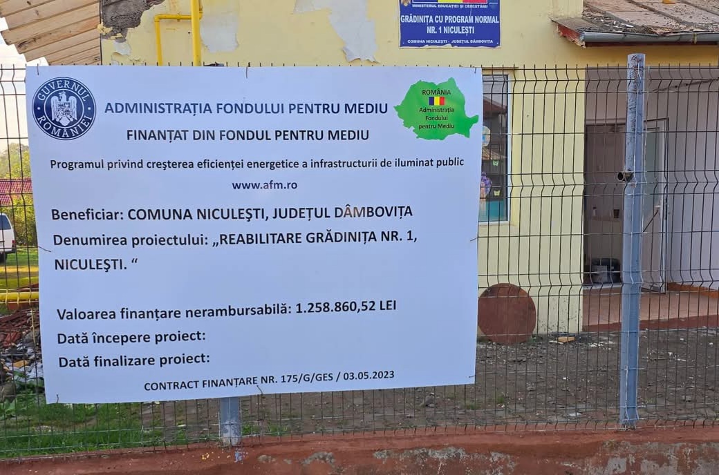 Investiție majoră în educația din comuna Niculești,  unul dintre cele mai așteptate proiecte este transformarea Grădiniței Nr. 1, o investiție de aproape 2 milioane de lei, finanțată prin Fondul de Mediu.